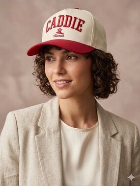 Sleeman Caddie Two-Tone Baseball Cap Cream & Red Retro Trucker Hat Embroidered